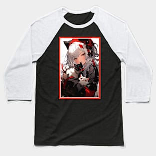 Aesthetic Anime Girl Red White Black | Quality Aesthetic Anime Design | Chibi Manga Anime Art Baseball T-Shirt